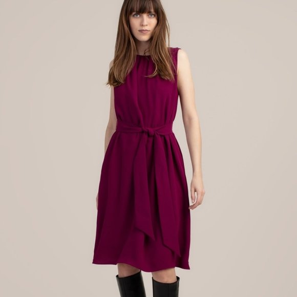 Trina Turk Dresses & Skirts - New! Trina Turk Garbo Sleeveless Tie Waist Midi Dress in Berry In Love Size L